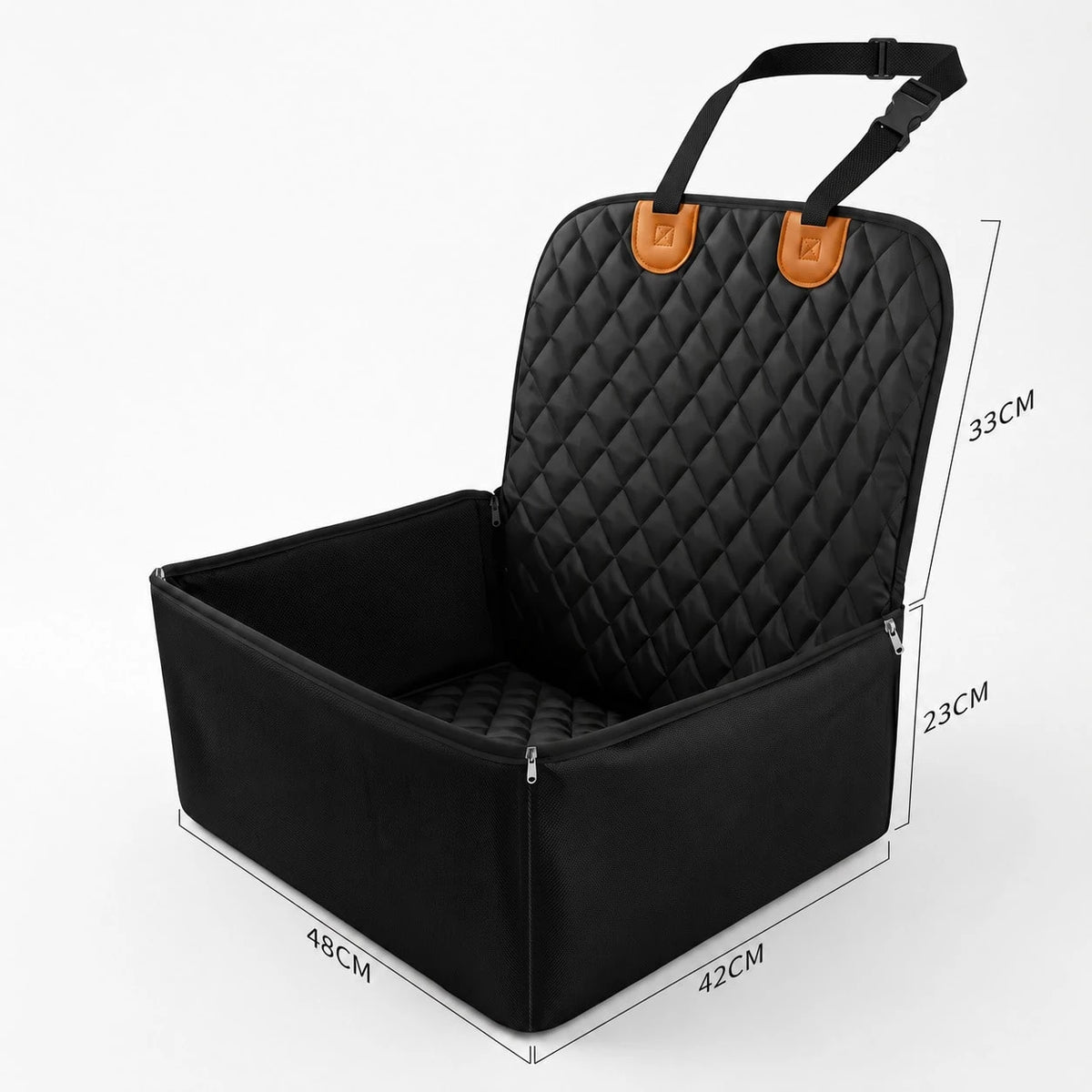 Pet Car Booster Seat – Breathable Travel Model; Features A Thickened, Shape-Retaining, Waterproof, And Scratch-Resistant Design With An Adjustable Safety Tether; Specially Designed For Small Dogs And