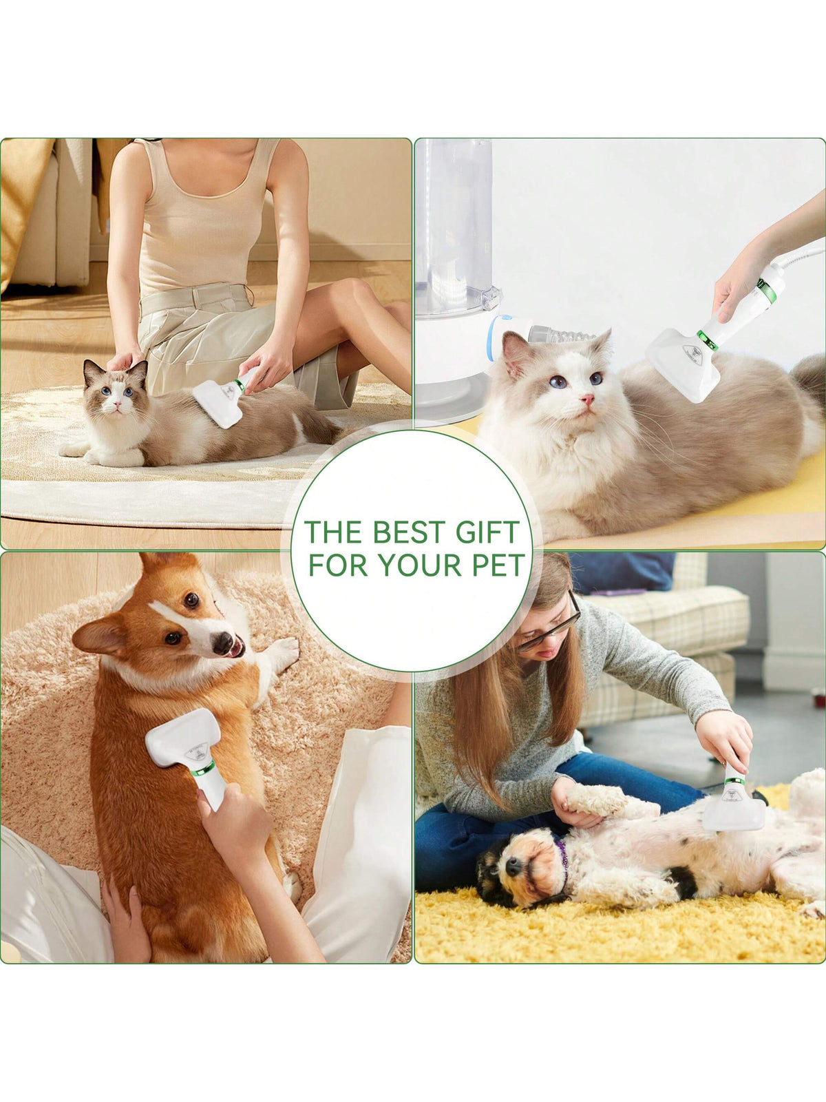 Pet Hair Dryer With Adjustable Speed And Temperature, 2 In 1 Pet Grooming Hair Dryer With Slicker Brush, Home Dog Hair Dryer For Small Dogs And Cats, Low Noise Compact Pet Beauty Tools (4ft Cord)