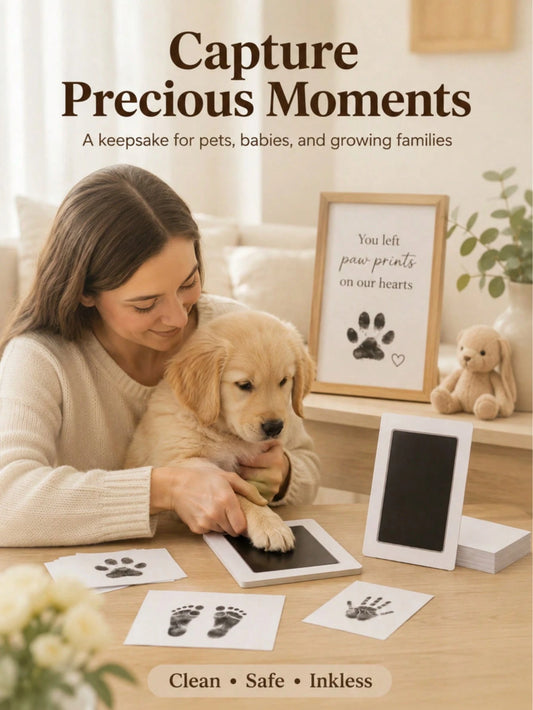 Pet Paw Print Set, Includes 1 Ink Pad And 2 Printing Cards, Dog And Cat Paw Print Memorial Art Supplies, Puppy Essentials, Pet Supplies, Gift For Cat And Dog Lovers, Halloween Thanksgiving Christmas P