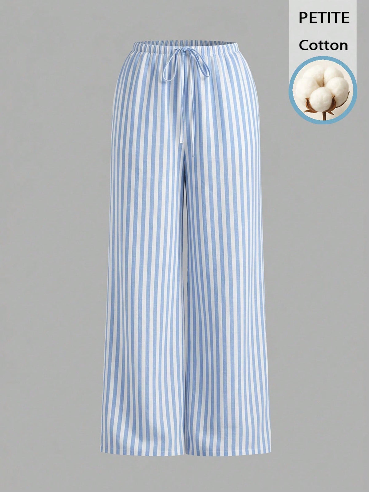 PETITE 52% Cotton Blue & White Striped Pants, Suitable For Petite Women In Spring/Summer