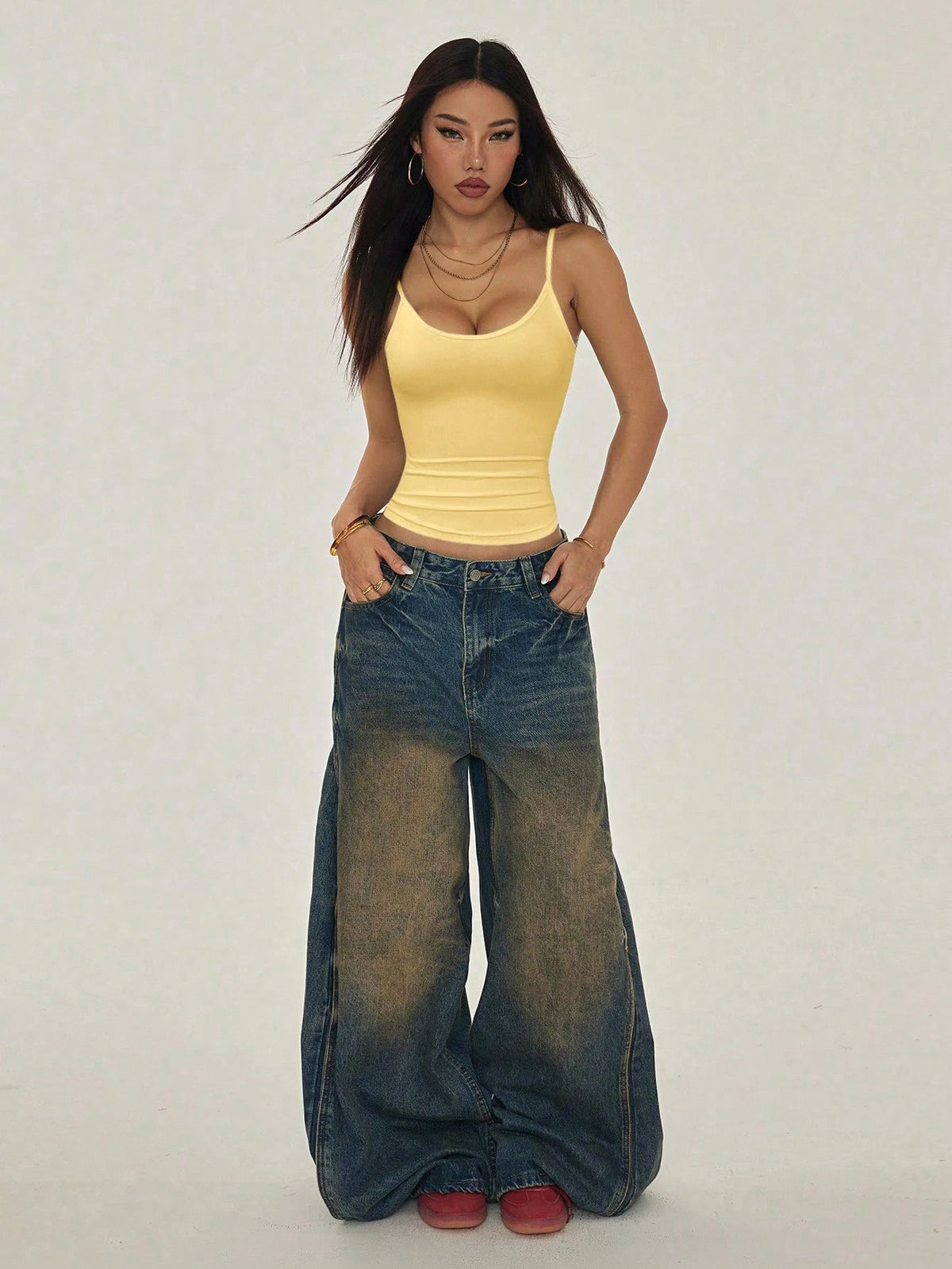 PETITE Mustard Yellow Casual Knitted Cami With Spaghetti Straps And Backless Design Y2k Tops Tank Top Summer 2000s Clothes Women,Petite Women