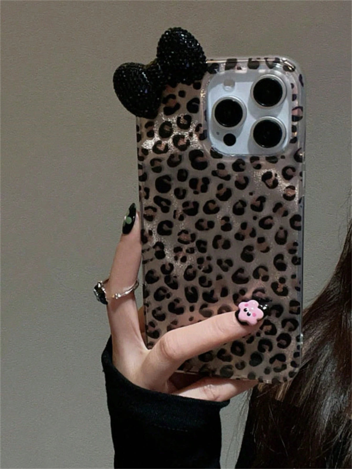 Pink Fashion 3D Rhinestone Bow Leopard Print Phone Case, Compatible With Iphone 17/16/15/14/13/12 Pro Max/11, Fashionable Shock-Resistant Back Cover Birthday Gift Spring