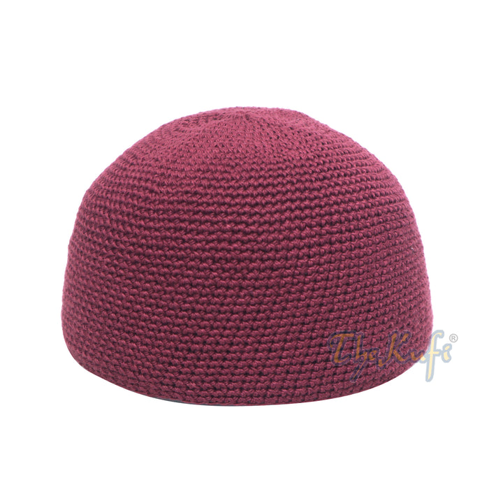 Plain Burgundy Hand-Crocheted 100% Cotton Kufi Hat Design and Comfortable Fit