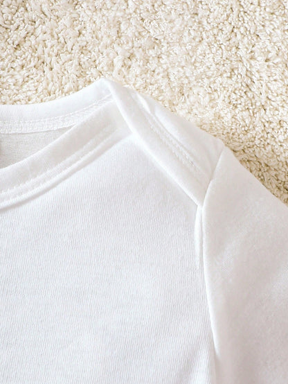Playful Pals White And Red 3pcs Newborn Baby Boy/Girl Mother's Day/Father's Day 'i Love Mom/Dad' Slogan Short Sleeve Summer Casual Cute Family Matching Bodysuit