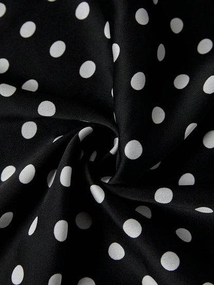 Privé Women's Elegant Polka Dot Satin Skirt For Commuter