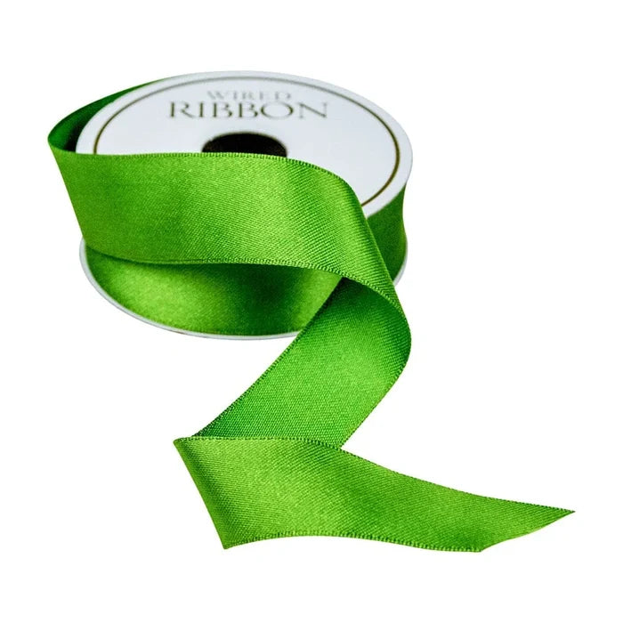 Green Satin Wired 1"