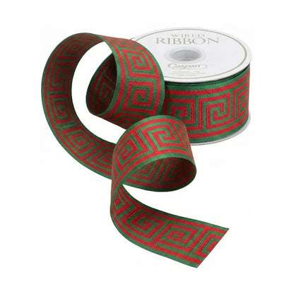 Red/Green Greek Key 2"
