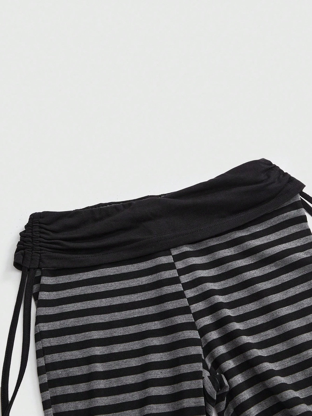 ROMWE Grunge Punk Versatile Black Drawstring Flare Leg Pants For Women