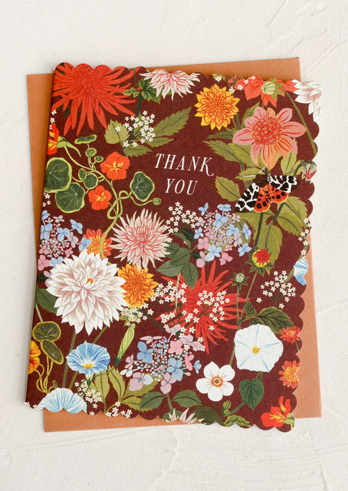 Floral card with 'Thank You' text on a white background