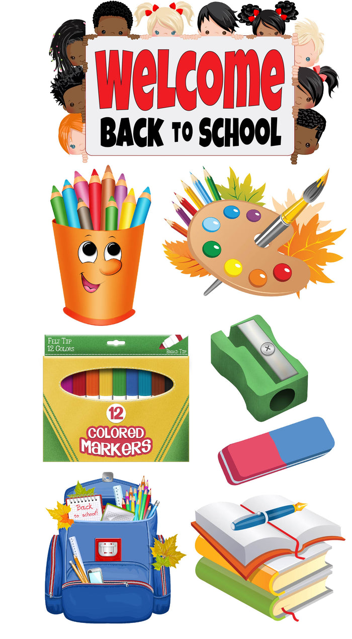 School - Back to School - Welcome Back Sign Kids Set 2 - Full Sheet