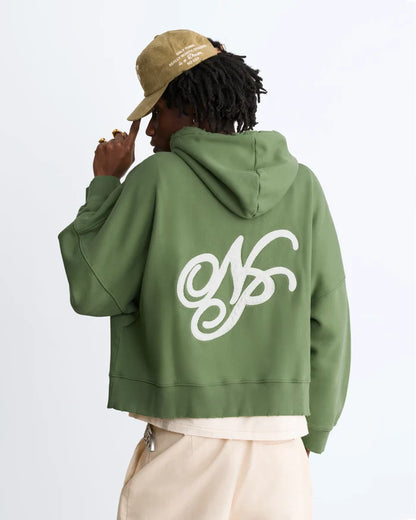 Script Zip-Up Hoodie Green
