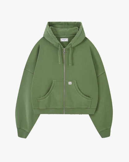 Script Zip-Up Hoodie Green