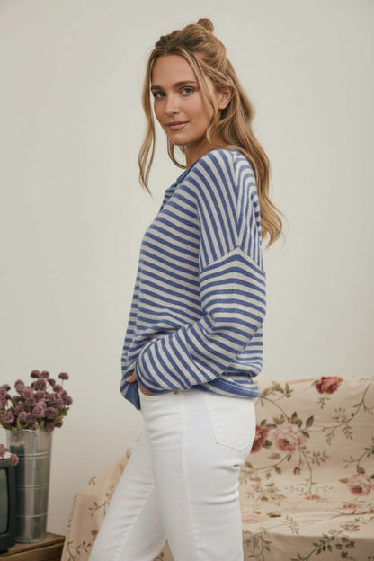 Seabrook Striped Henley Sweater Seabrook Striped Henley Sweater Tops