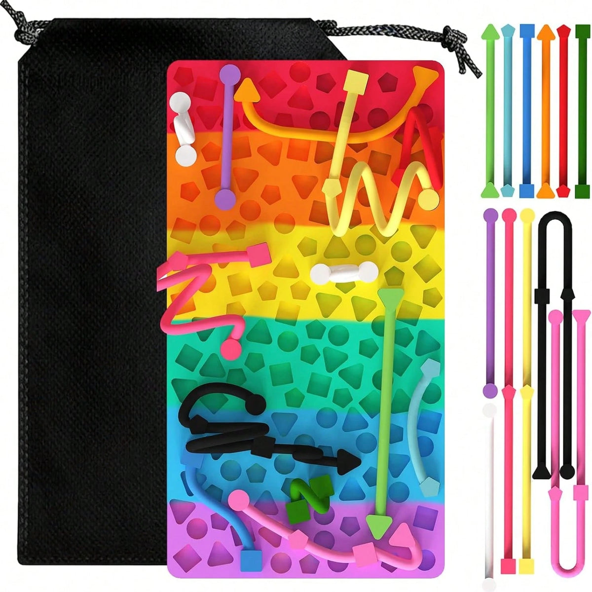 Sensory Activity Board, Silicone Quiet Stress Relief Toy, Sensory Fidget Toy To Relieve ADHD Autism Anxiety, Suitable For Autistic And ADHD Children, Quiet Stress Relief Board With Storage Bag, Suitab