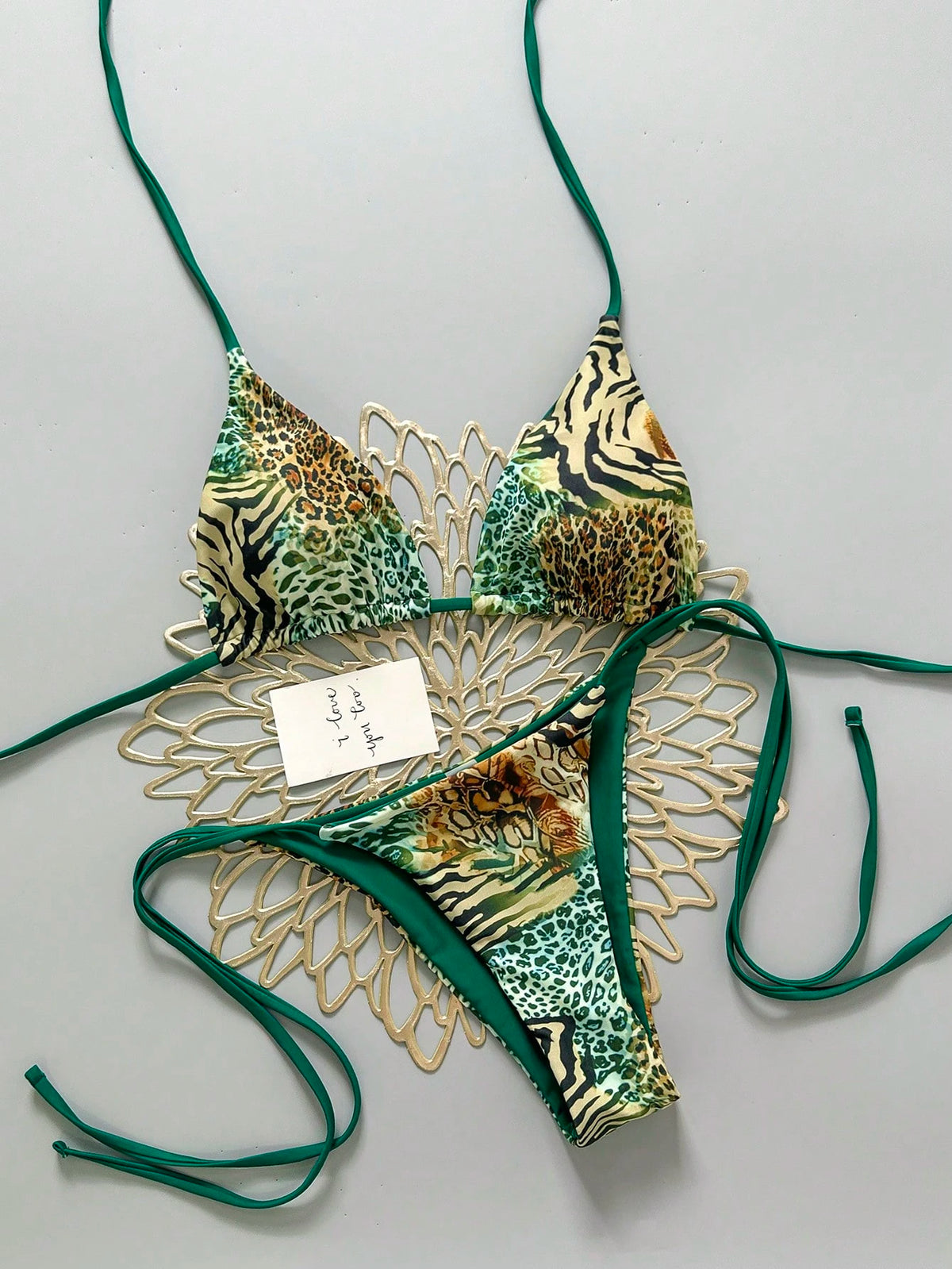 Sexy Leopard Print Bikini Two Pieces Set For Women Vacation Beach Summer Brown