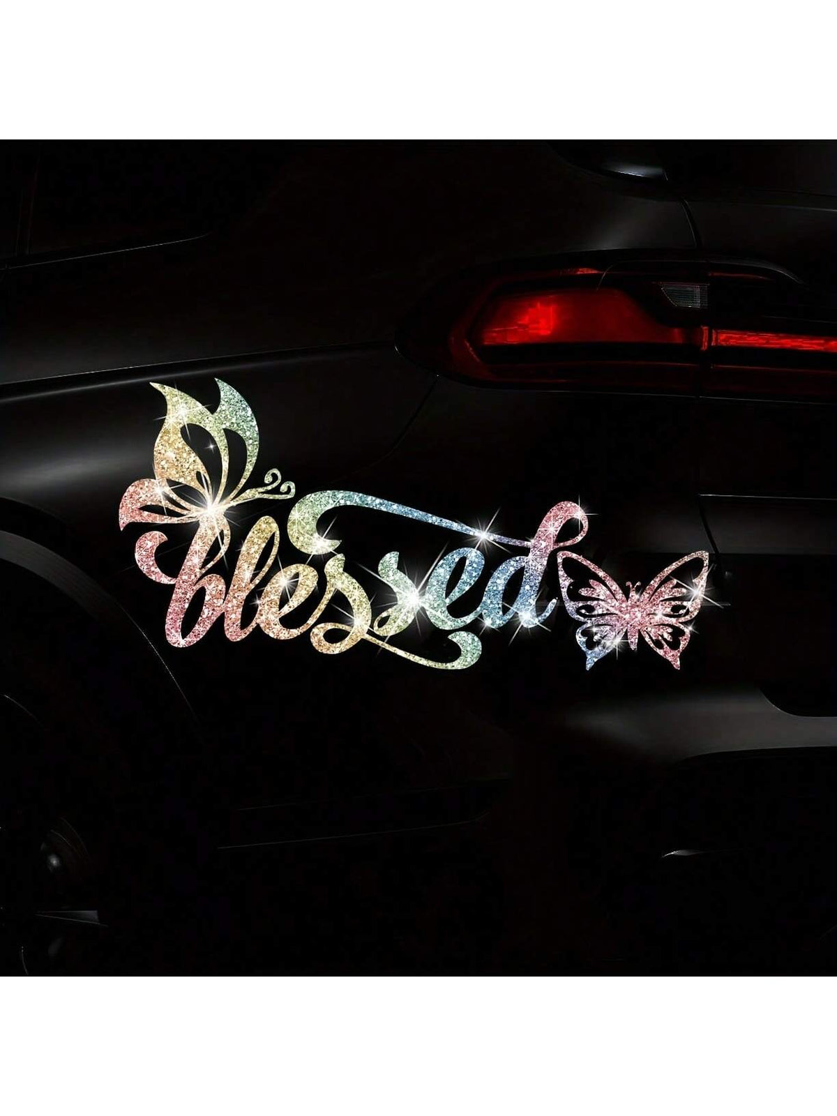 Shiny Butterfly Vinyl Stickers, Self-Adhesive Glossy Car Truck Motorcycle Laptop Stickers, Disposable, Asymmetric Shape, Shiny Surface, Automotive Exterior Accessories