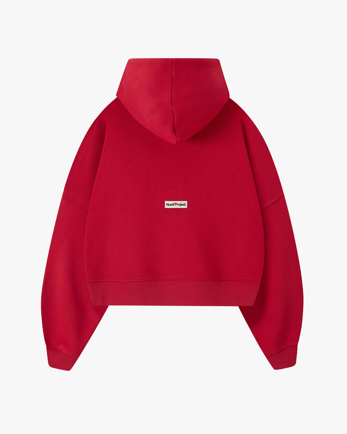 Side-Eye Zip-Up Hoodie Red
