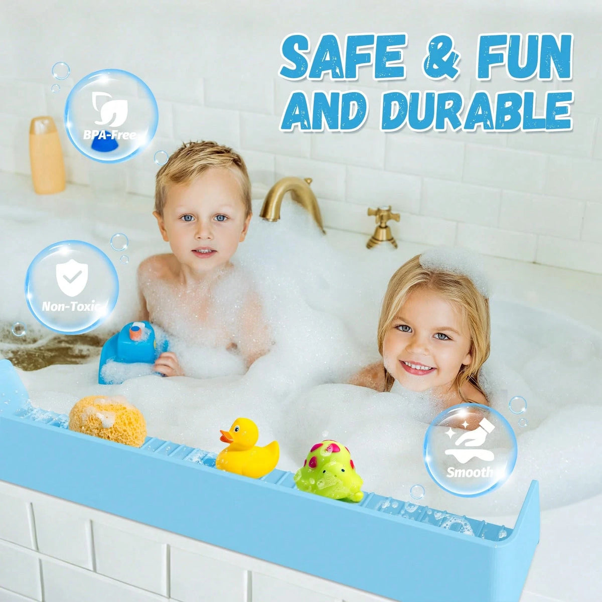 Silicone Bathtub Splash Guard, Bath Toy Organizer With 11 Strong Suction Cups, Foldable For Easy Storage, Prevents Water From Splashing Out. Fun Bath Time For Toddlers And Babies, Available In Three C