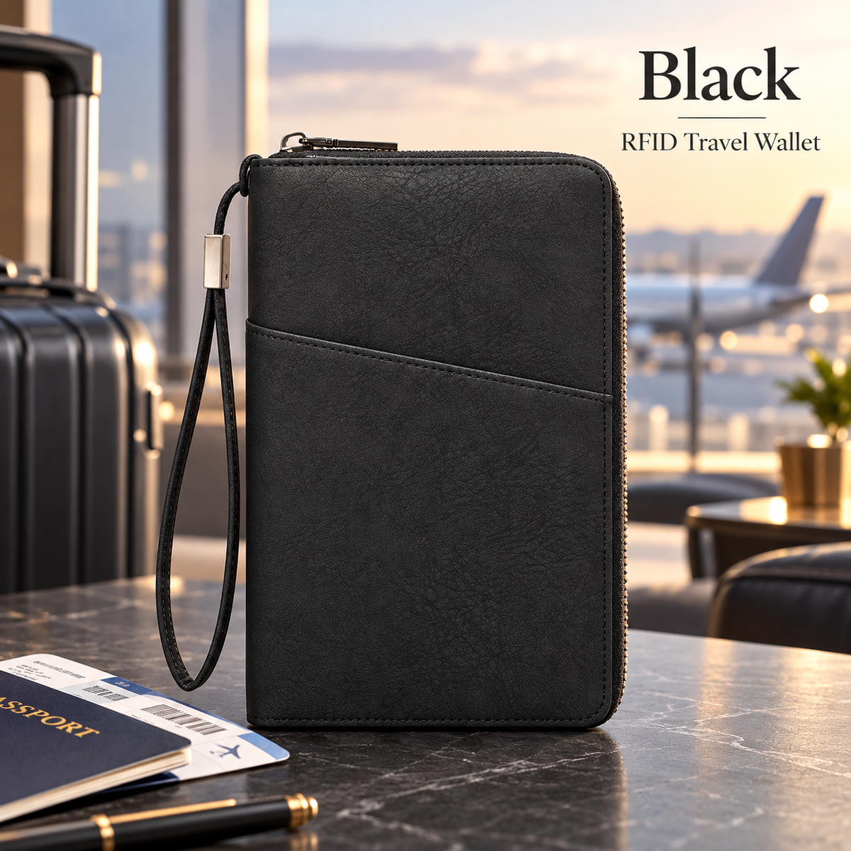 Passport holder with RFID anti-theft protection