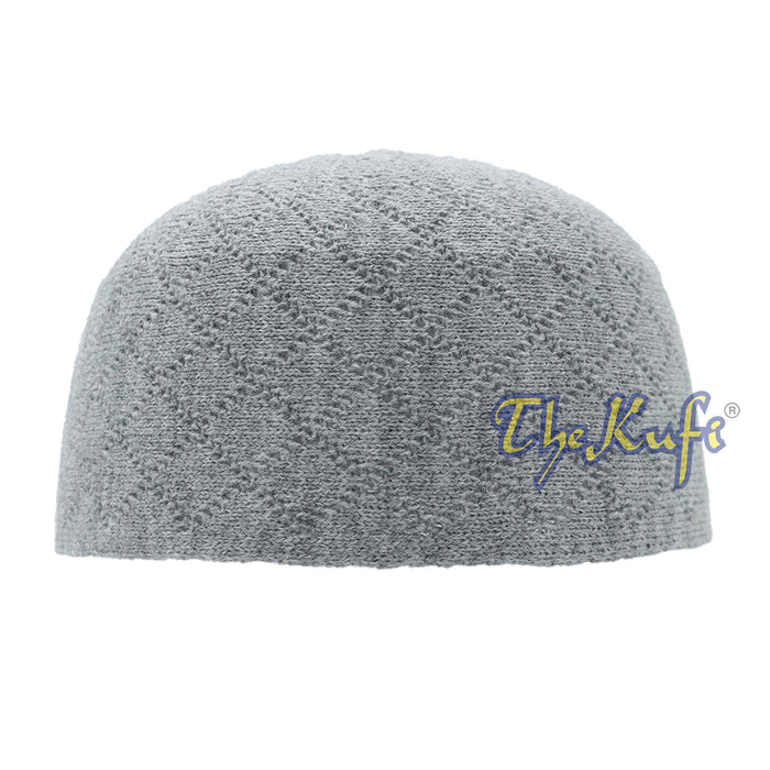 Skull Cap Kufi For Winter - Gray Acrylic 2-3 mm Thick Turkish Prayer Hat