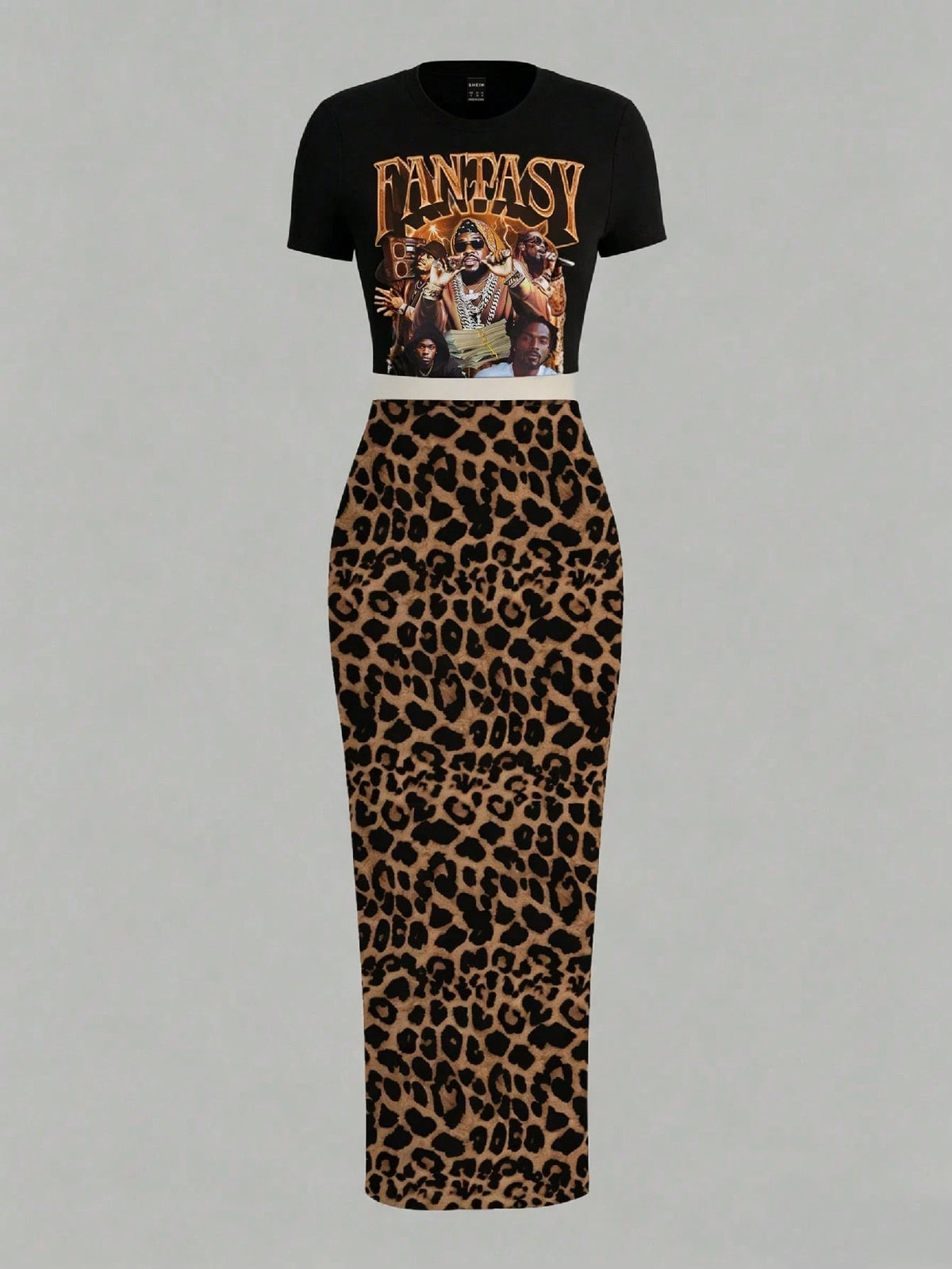 Slaydiva 2pcs/Set Fitted Short Sleeve Crew Neck T-Shirt And Bodycon Maxi Skirt
