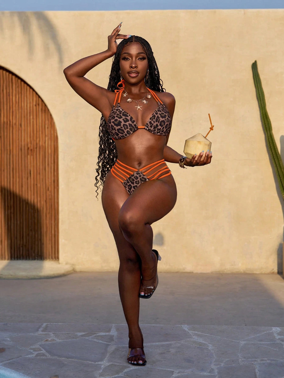 Slaydiva Vacation Sexy Lace-Up Leopard Print Bikini Set For Women Summer Beach Bathing Suit