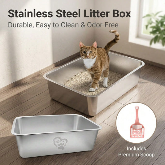 Spacious Open Cat Litter Box, 23.6 X 15.7 Inches Large Cat Litter Pan With 6 Inch High Sides To Prevent Litter Scatter, Sturdy Easy To Clean Kitty Toilet For Indoor Cats