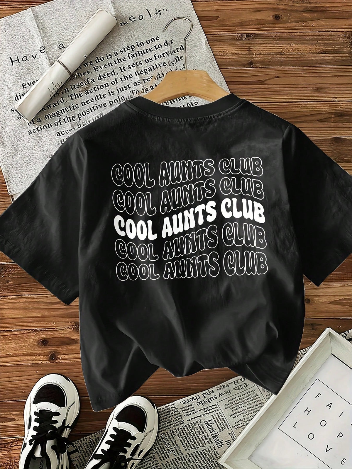 Spring/Summer Fashion, Women's Crew Neck "COOL AUNTS" Letter Pattern Elegant T-Shirt, Summer Outfits For Women, Y2K Style, 100% Cotton