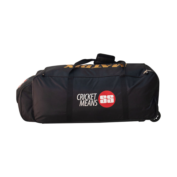 SS Matrix Professional Cricket Wheelie Kit Bag - Duffle w/ Wheels, Multiple Compartments, Black & Orange - Lightweight, Durable & Easy to Carry