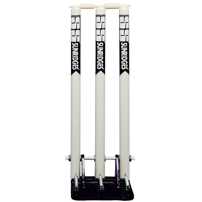 SS Sunridges Cricket Spring Return Stumps Wickets with Metal Base Multi Surface