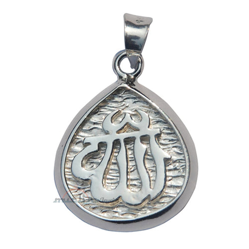 Sterling Silver teardrop Casted Arabic Allah Pendant