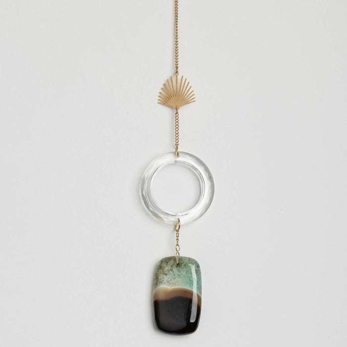 Sun Rays Stone Suncatcher | Black Blue Agate Crystal Rainbow Maker Sun Rays Stone Suncatcher | Black Blue Agate Crystal Rainbow Maker Home