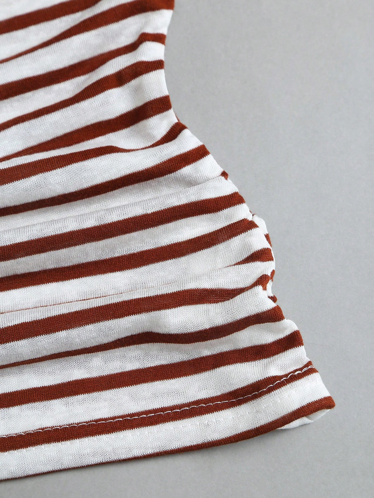 Sweetra Women's Summer Vacation Style Asymmetrical Shoulder Striped Tank Top With Sheer Back