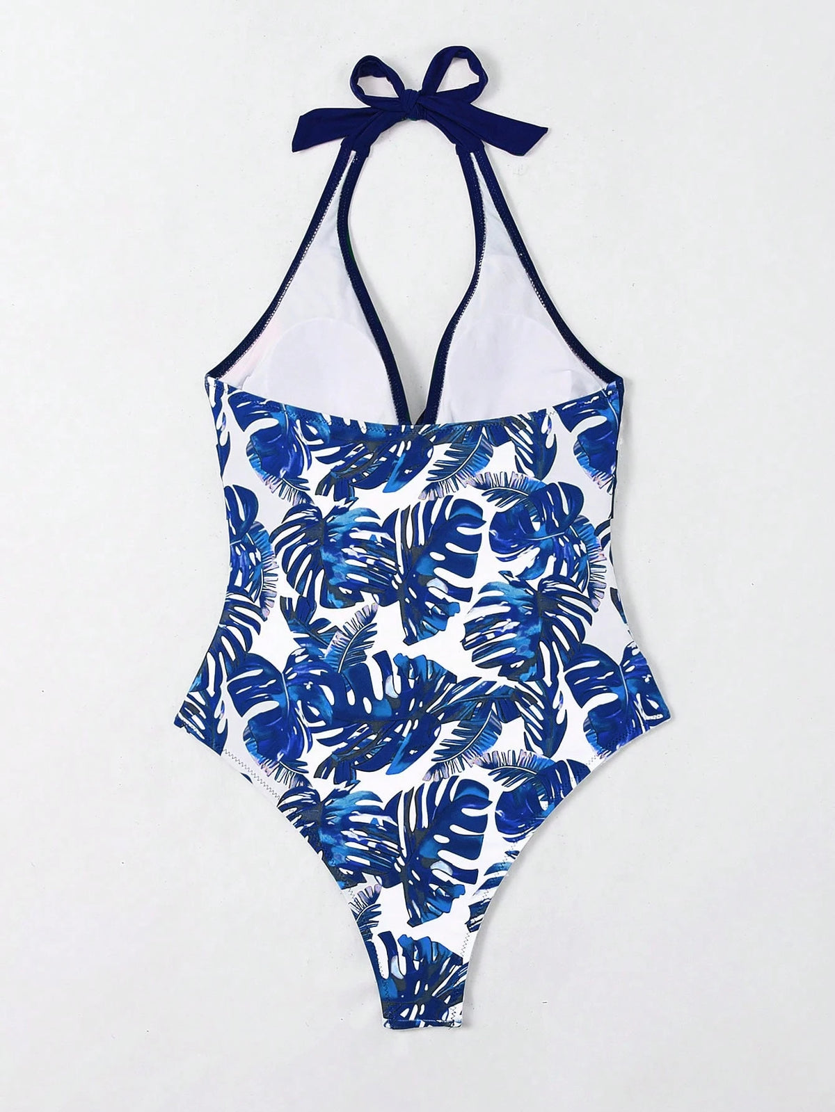 Swim Lushoire Women Floral Print Backless Halter One-Piece Swimsuit, Random Print For Summer Beach Vacation