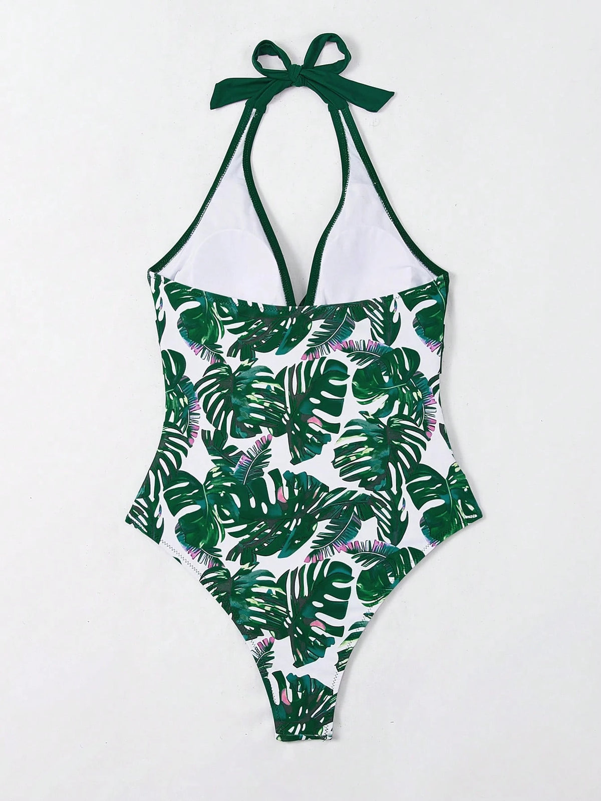 Swim Lushoire Women Floral Print Backless Halter One-Piece Swimsuit, Random Print For Summer Beach Vacation
