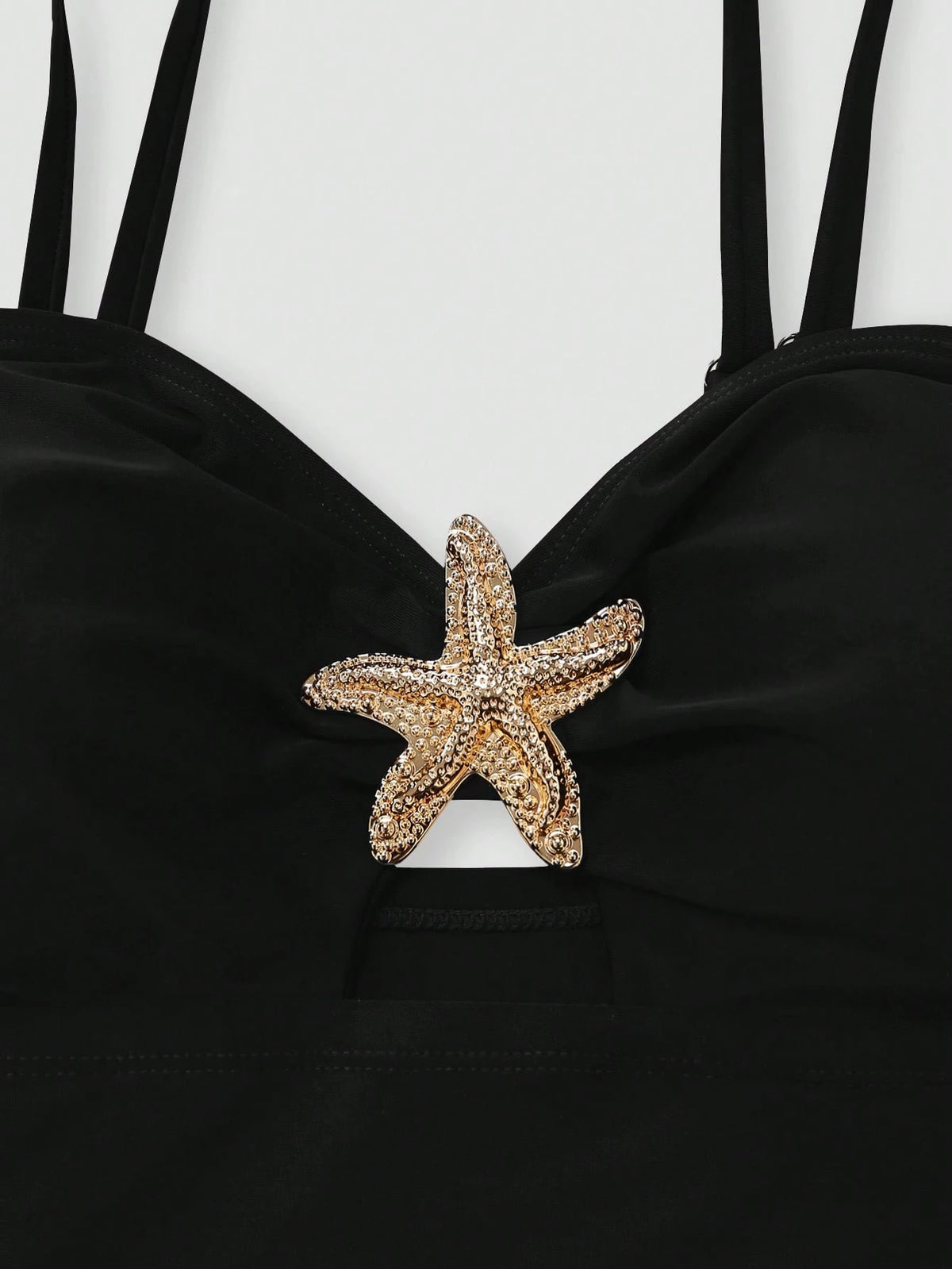 Swim Oasis Elegant Plus Size One-Piece Swimsuit For Women,Black,Summer,Classy,Formal,Evening,Vacation,Holiday,Two Pieces Beaded Starfish Printed Slit Skirt Set