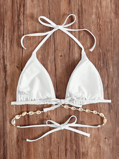 Swim Vcay Summer Beach Plus Size Halter Solid Color Bikini Top For Beach And Swimming