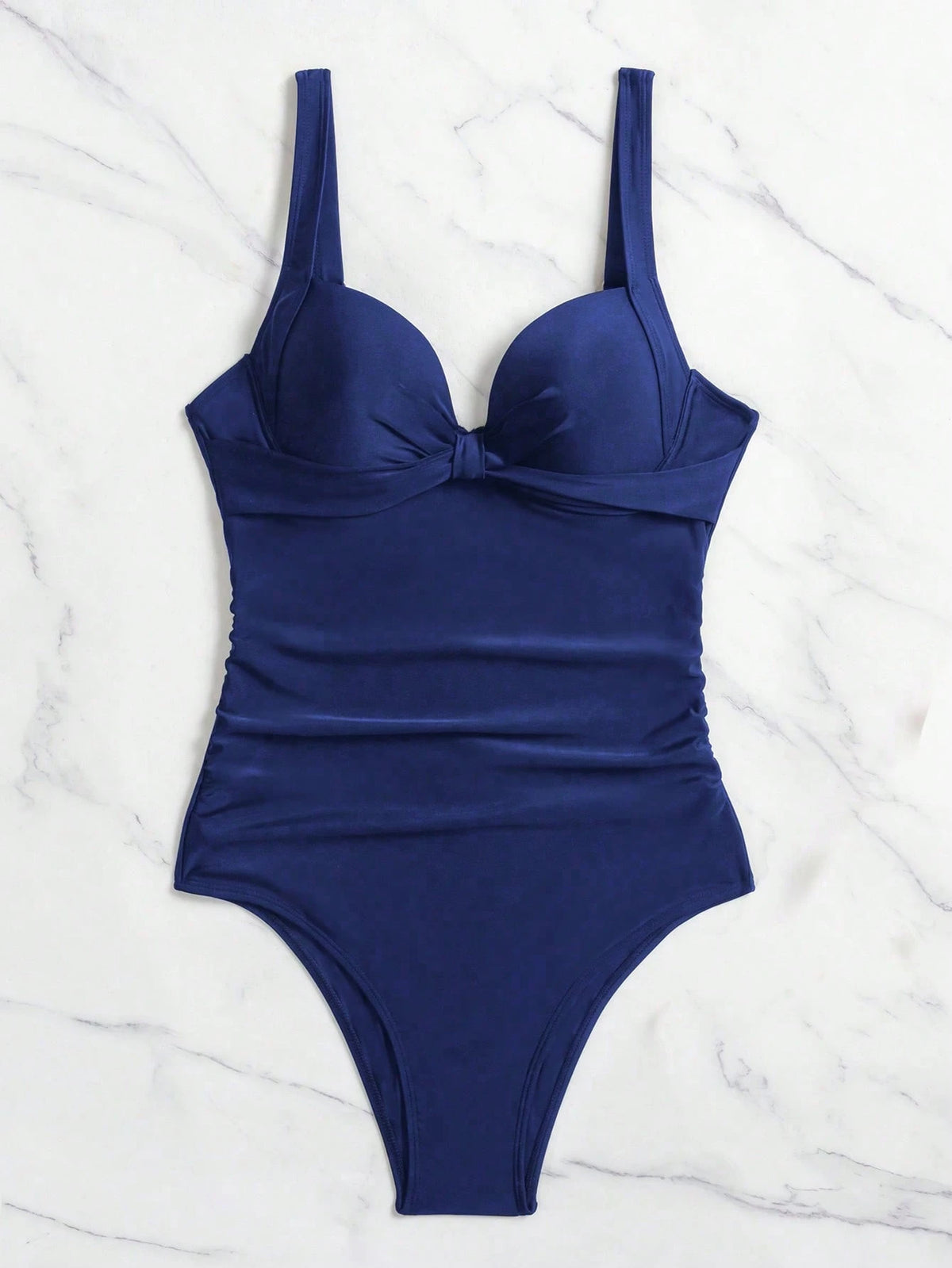 Swim Women Stylish Solid Colored One-Piece Swimsuit With Push-Up Padded Cups,Summer Beach