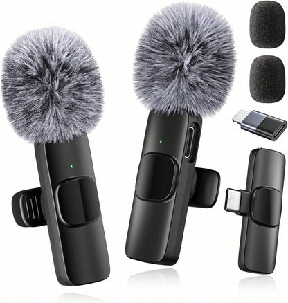 Tangle-Free Wireless Lavalier Microphone Streaming Equipment & Accessories Professional Wireless Lavalier Microphone For Android Cordless Omnidirectional Clip Mic Plug-Play For Interview Video Podcast