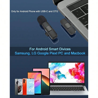 Tangle-Free Wireless Lavalier Microphone Streaming Equipment & Accessories Professional Wireless Lavalier Microphone For Android Cordless Omnidirectional Clip Mic Plug-Play For Interview Video Podcast