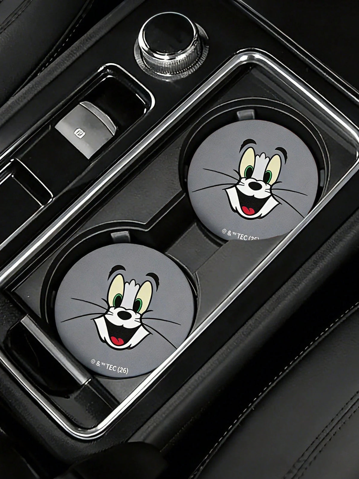 THE POWERPUFF GIRLS X PU Leather Car Coaster, Shockproof, Universal, Stylish, Can Be Placed In Car Cup Holder, Also Usable As Car Or Home Office Coaster, Friendship, Bubbles, Blossom, Buttercup