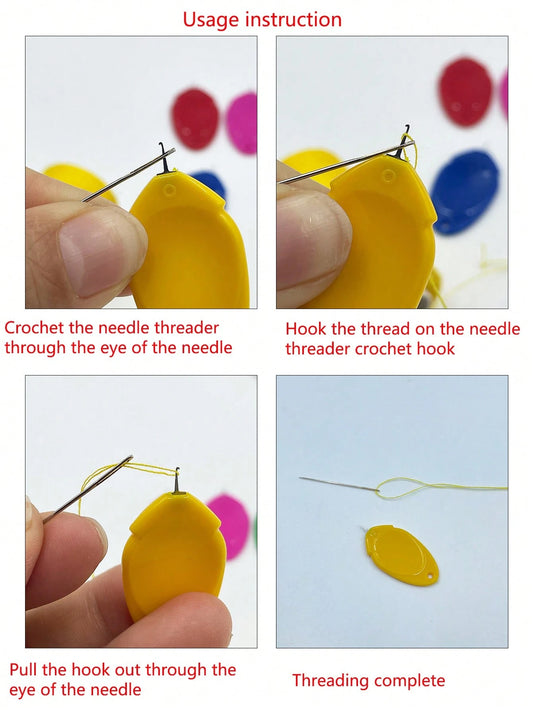 Thumb Needle Threader (Red, Yellow, Blue, Green, Fuchsia), Easy-To-Use Portable Sewing Tool, Practical Accessory For Embroidery, Cross-Stitch, Clothing Repair, Suitable For Sewing Beginners And Craft