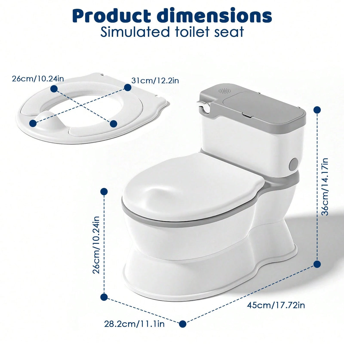 Toddler Potty Training Toilet- With Removable Training Seat, Realistic Flush Sound, Wipes Storage & Toilet Paper Holder, Fits 18-Month-Old Boys & Girls; Features Realistic Toilet Feel, Disposable Lin