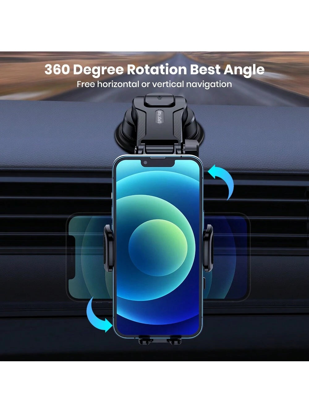 TOPK Phone Holder for Car Dashboard, Upgraded Adjustable horizontally and vertically Cell Phone Mount For Car Dashboard Compatible With All Phones