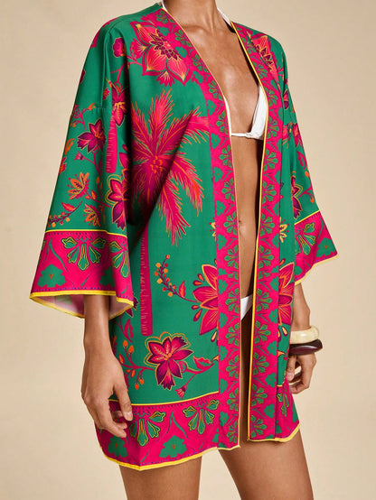 Travachic Women's Tropical Print Casual Cover-Up