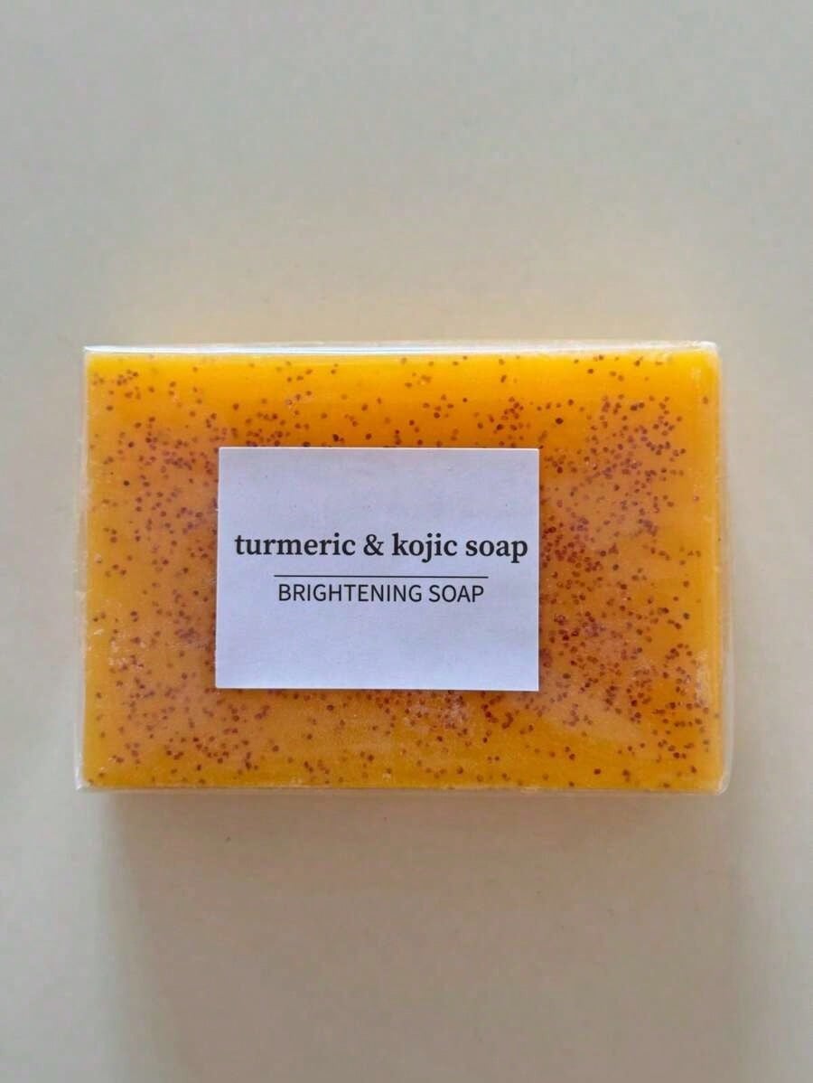 Turmeric Lemon Kojic Acid Soap 100g, Suitable For Face, Bath And Facial Soap, Handmade Soap Cleanser,Rich Foam Deeply Cleanses And Smoothens Skin, Handmade With Essential Oil,Includes A Foaming Net.