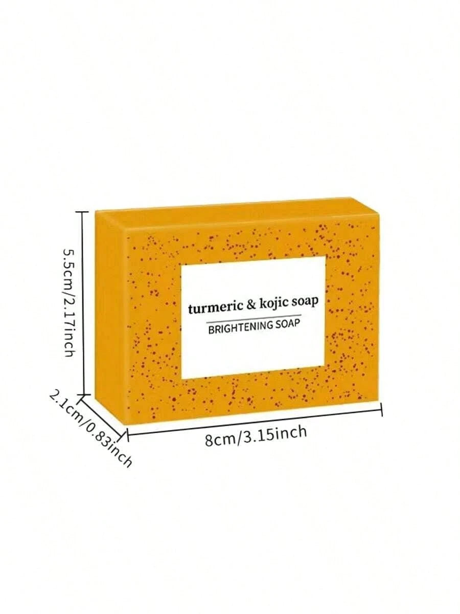 Turmeric Lemon Kojic Acid Soap 100g, Suitable For Face, Bath And Facial Soap, Handmade Soap Cleanser,Rich Foam Deeply Cleanses And Smoothens Skin, Handmade With Essential Oil,Includes A Foaming Net.
