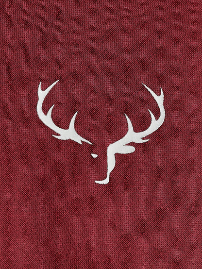 Tween Boy Deer Horn Print Thermal Lined Sweatshirt, Casual For Autumn/Winter, Red Sweatshirts Sweatshirt, Winter, Sweatshirts,Winter,Fall Tops