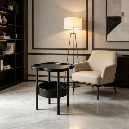 Two-Tier Modern Side Table, Four-Leaf Clover-Shaped Coffee Table, Small Bedside Table, Sofa, Bedroom, Living Room, Side Table, Snack Table