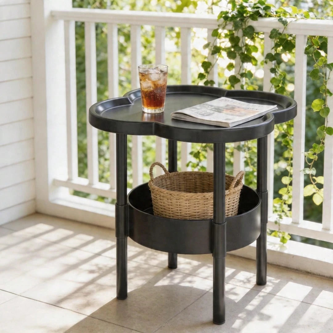 Two-Tier Modern Side Table, Four-Leaf Clover-Shaped Coffee Table, Small Bedside Table, Sofa, Bedroom, Living Room, Side Table, Snack Table
